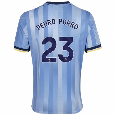 Kandiny Enfant Maillot Pedro Porro #23 Bleu Clair Tenues Extérieur 2024/25 T-Shirt