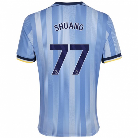 Kandiny Enfant Maillot Wang Shuang #77 Bleu Clair Tenues Extérieur 2024/25 T-Shirt