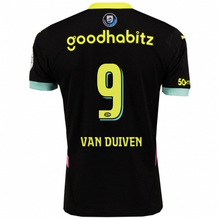 Kandiny Enfant Maillot Jason Van Duiven #9 Noir Jaune Tenues Extérieur 2024/25 T-Shirt