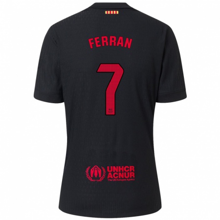 Kandiny Enfant Maillot Ferran Torres #7 Noir Rouge Tenues Extérieur 2024/25 T-Shirt