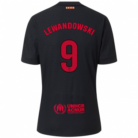 Kandiny Enfant Maillot Robert Lewandowski #9 Noir Rouge Tenues Extérieur 2024/25 T-Shirt