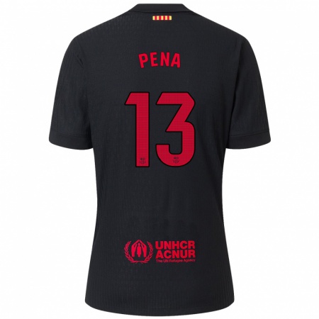 Kandiny Enfant Maillot Iñaki Peña #13 Noir Rouge Tenues Extérieur 2024/25 T-Shirt