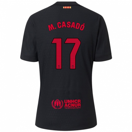 Kandiny Enfant Maillot Marc Casadó #17 Noir Rouge Tenues Extérieur 2024/25 T-Shirt