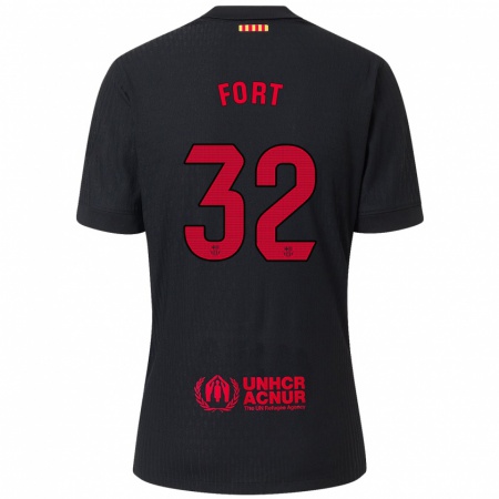 Kandiny Enfant Maillot Héctor Fort #32 Noir Rouge Tenues Extérieur 2024/25 T-Shirt