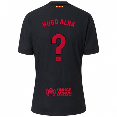 Kandiny Enfant Maillot Hugo Alba #0 Noir Rouge Tenues Extérieur 2024/25 T-Shirt