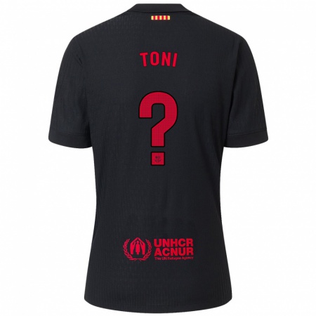 Kandiny Enfant Maillot Toni Fernández #0 Noir Rouge Tenues Extérieur 2024/25 T-Shirt