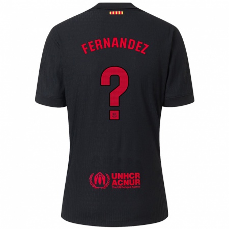 Kandiny Enfant Maillot Pedro Fernández #0 Noir Rouge Tenues Extérieur 2024/25 T-Shirt