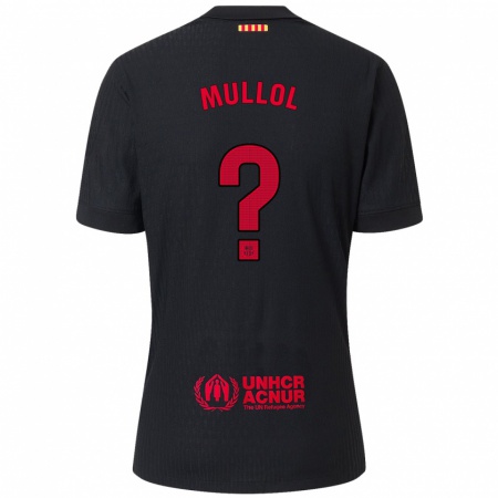 Kandiny Enfant Maillot Gerard Mullol #0 Noir Rouge Tenues Extérieur 2024/25 T-Shirt