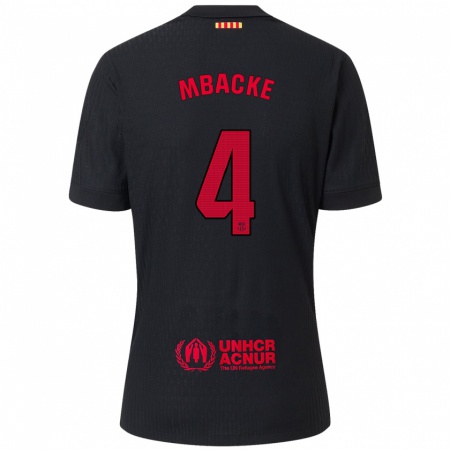 Kandiny Enfant Maillot Mamadou Mbacke #4 Noir Rouge Tenues Extérieur 2024/25 T-Shirt