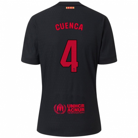 Kandiny Enfant Maillot Andrés Cuenca #4 Noir Rouge Tenues Extérieur 2024/25 T-Shirt