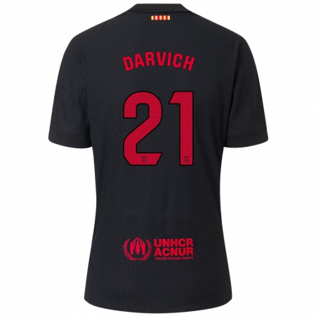 Kandiny Enfant Maillot Noah Darvich #21 Noir Rouge Tenues Extérieur 2024/25 T-Shirt