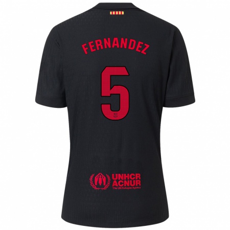 Kandiny Enfant Maillot Jana Fernández #5 Noir Rouge Tenues Extérieur 2024/25 T-Shirt