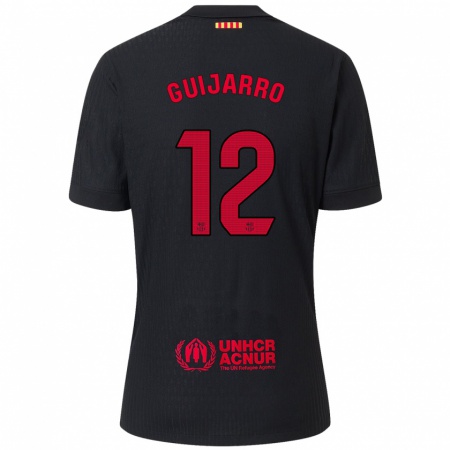 Kandiny Enfant Maillot Patricia Guijarro #12 Noir Rouge Tenues Extérieur 2024/25 T-Shirt