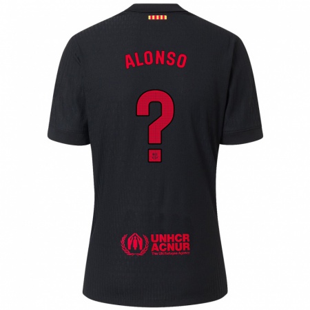 Kandiny Enfant Maillot Aáron Alonso #0 Noir Rouge Tenues Extérieur 2024/25 T-Shirt