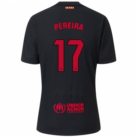 Kandiny Enfant Maillot Andrea Pereira #17 Noir Rouge Tenues Extérieur 2024/25 T-Shirt