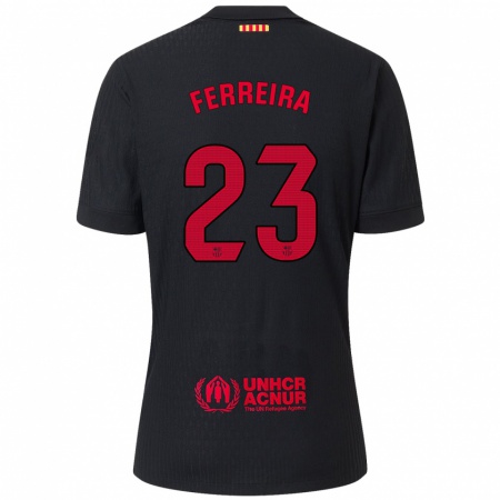 Kandiny Enfant Maillot Geyse Ferreira #23 Noir Rouge Tenues Extérieur 2024/25 T-Shirt