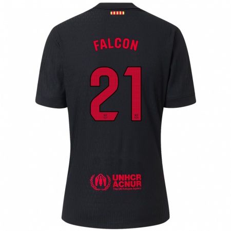 Kandiny Enfant Maillot Andrea Falcon #21 Noir Rouge Tenues Extérieur 2024/25 T-Shirt