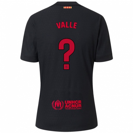 Kandiny Enfant Maillot Alex Valle #0 Noir Rouge Tenues Extérieur 2024/25 T-Shirt