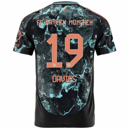 Kandiny Enfant Maillot Alphonso Davies #19 Noir Tenues Extérieur 2024/25 T-Shirt