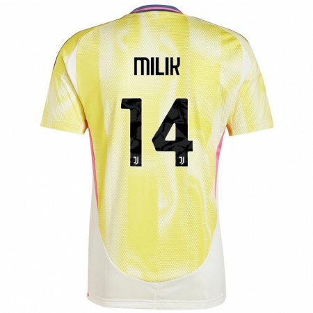 Kandiny Enfant Maillot Arkadiusz Milik #14 Jaune Solaire Tenues Extérieur 2024/25 T-Shirt