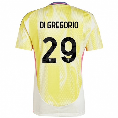 Kandiny Enfant Maillot Michele Di Gregorio #29 Jaune Solaire Tenues Extérieur 2024/25 T-Shirt