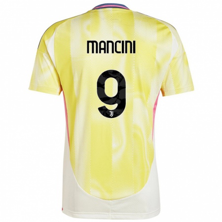 Kandiny Enfant Maillot Tommaso Mancini #9 Jaune Solaire Tenues Extérieur 2024/25 T-Shirt