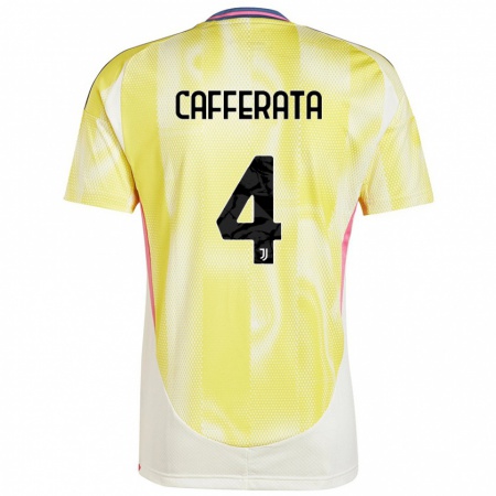 Kandiny Enfant Maillot Federica Cafferata #4 Jaune Solaire Tenues Extérieur 2024/25 T-Shirt