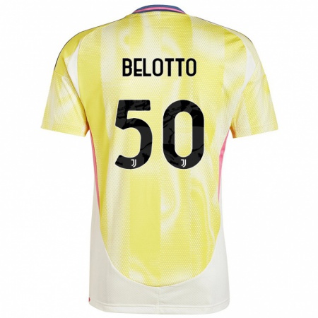 Kandiny Enfant Maillot Soledad Belotto #50 Jaune Solaire Tenues Extérieur 2024/25 T-Shirt