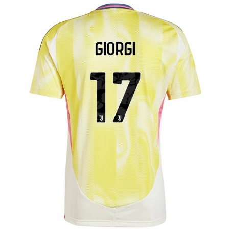 Kandiny Enfant Maillot Lorenzo Giorgi #17 Jaune Solaire Tenues Extérieur 2024/25 T-Shirt