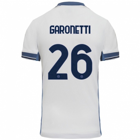 Kandiny Enfant Maillot Gabriele Garonetti #26 Blanc Gris Tenues Extérieur 2024/25 T-Shirt