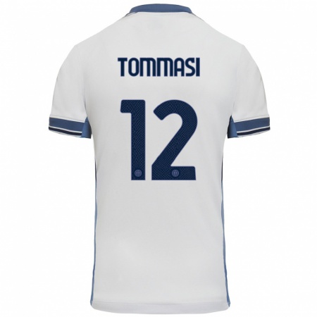 Kandiny Enfant Maillot Francesco Tommasi #12 Blanc Gris Tenues Extérieur 2024/25 T-Shirt