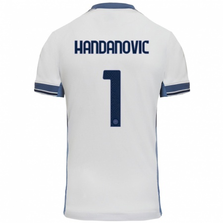 Kandiny Enfant Maillot Samir Handanovic #1 Blanc Gris Tenues Extérieur 2024/25 T-Shirt