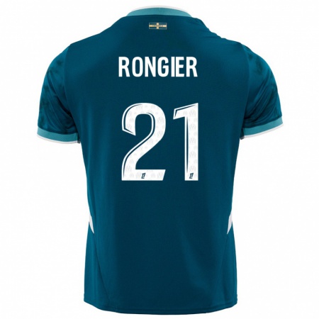 Kandiny Enfant Maillot Valentin Rongier #21 Turquoise Bleu Tenues Extérieur 2024/25 T-Shirt