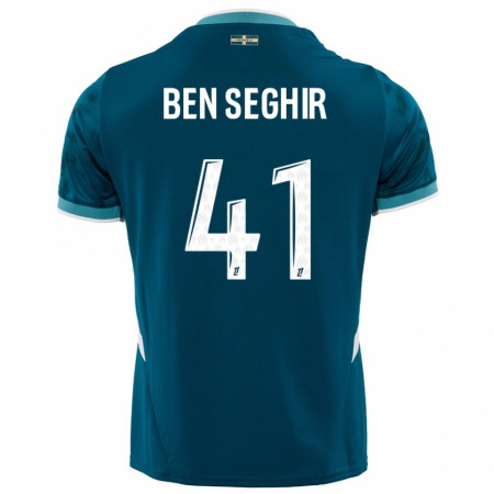 Kandiny Enfant Maillot Salim Ben Seghir #41 Turquoise Bleu Tenues Extérieur 2024/25 T-Shirt