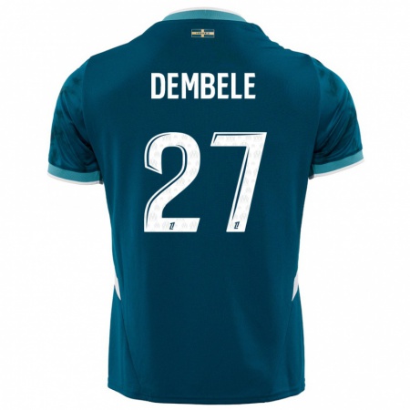 Kandiny Enfant Maillot Coumba Dembélé #27 Turquoise Bleu Tenues Extérieur 2024/25 T-Shirt