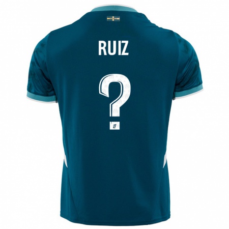 Kandiny Enfant Maillot Pedro Ruiz #0 Turquoise Bleu Tenues Extérieur 2024/25 T-Shirt