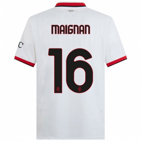 Kandiny Enfant Maillot Mike Maignan #16 Blanc Noir Rouge Tenues Extérieur 2024/25 T-Shirt