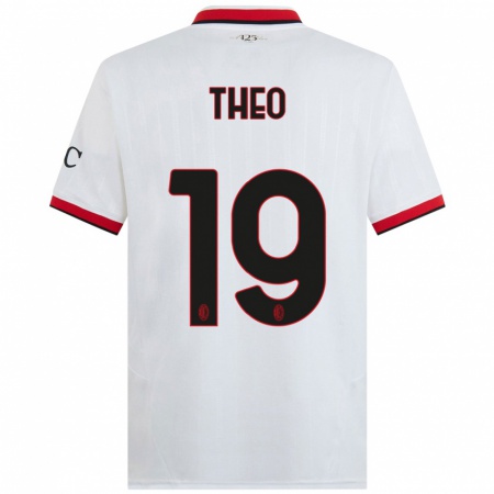 Kandiny Enfant Maillot Theo Hernández #19 Blanc Noir Rouge Tenues Extérieur 2024/25 T-Shirt