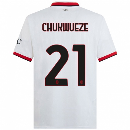 Kandiny Enfant Maillot Samuel Chukwueze #21 Blanc Noir Rouge Tenues Extérieur 2024/25 T-Shirt