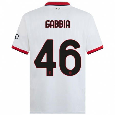 Kandiny Enfant Maillot Matteo Gabbia #46 Blanc Noir Rouge Tenues Extérieur 2024/25 T-Shirt