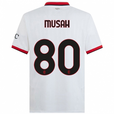 Kandiny Enfant Maillot Yunus Musah #80 Blanc Noir Rouge Tenues Extérieur 2024/25 T-Shirt