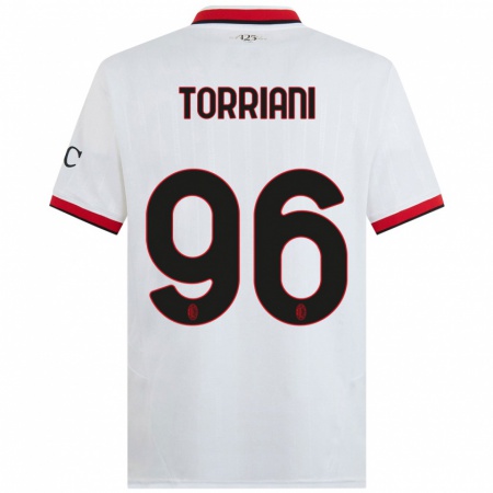 Kandiny Enfant Maillot Lorenzo Torriani #96 Blanc Noir Rouge Tenues Extérieur 2024/25 T-Shirt