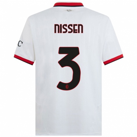 Kandiny Enfant Maillot Fredrik Nissen #3 Blanc Noir Rouge Tenues Extérieur 2024/25 T-Shirt