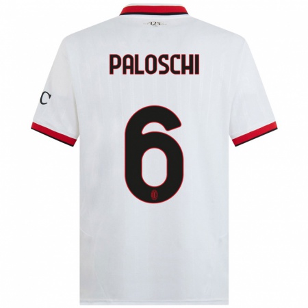 Kandiny Enfant Maillot Dorian Paloschi #6 Blanc Noir Rouge Tenues Extérieur 2024/25 T-Shirt