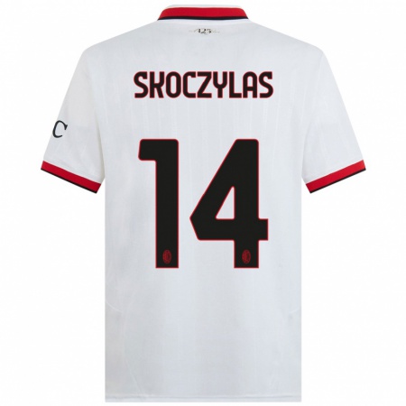 Kandiny Enfant Maillot Mateusz Skoczylas #14 Blanc Noir Rouge Tenues Extérieur 2024/25 T-Shirt