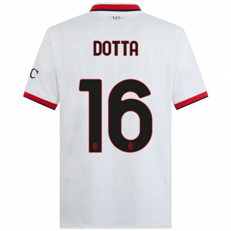 Kandiny Enfant Maillot Cristiano Dotta #16 Blanc Noir Rouge Tenues Extérieur 2024/25 T-Shirt