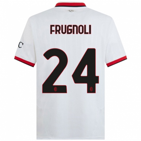 Kandiny Enfant Maillot Leonardo Frugnoli #24 Blanc Noir Rouge Tenues Extérieur 2024/25 T-Shirt