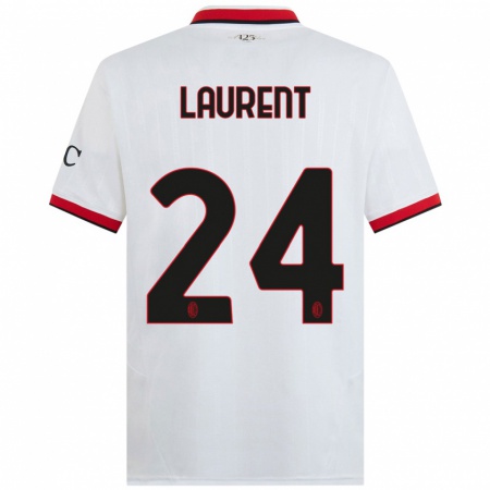 Kandiny Enfant Maillot Emelyne Laurent #24 Blanc Noir Rouge Tenues Extérieur 2024/25 T-Shirt