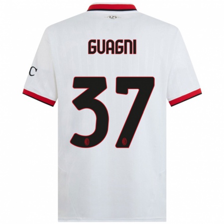 Kandiny Enfant Maillot Alia Guagni #37 Blanc Noir Rouge Tenues Extérieur 2024/25 T-Shirt