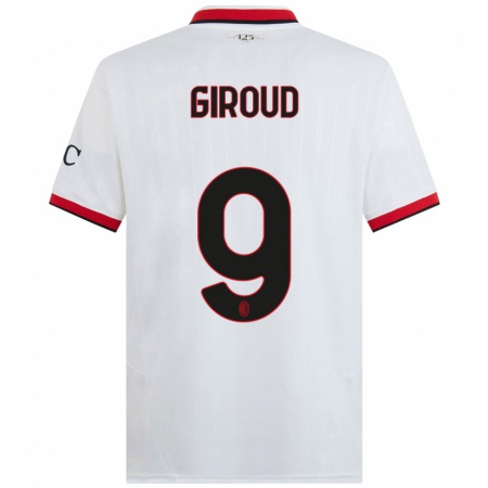 Kandiny Enfant Maillot Olivier Giroud #9 Blanc Noir Rouge Tenues Extérieur 2024/25 T-Shirt